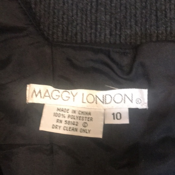 Maggy London Black Sheath Ankle Length Dress w/White Floral Embroidery-Size 10 - Picture 10 of 11